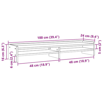 Monitor Stand Concrete Grey 100x24x16 cm Engineered Wood