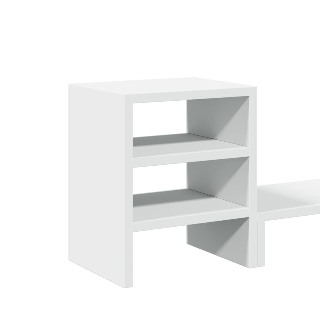 Monitor Stand with Desk Organiser White Engineered Wood