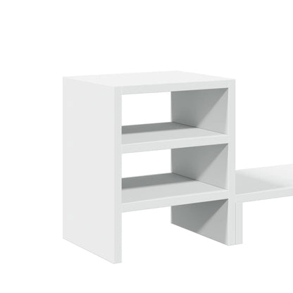 Monitor Stand with Desk Organiser White Engineered Wood