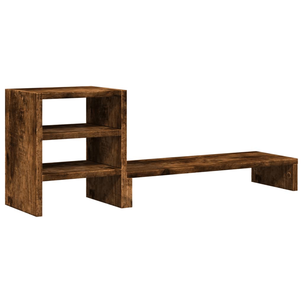 Monitor Stand with Desk Organiser Smoked Oak Engineered Wood