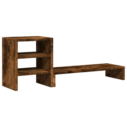 Monitor Stand with Desk Organiser Smoked Oak Engineered Wood