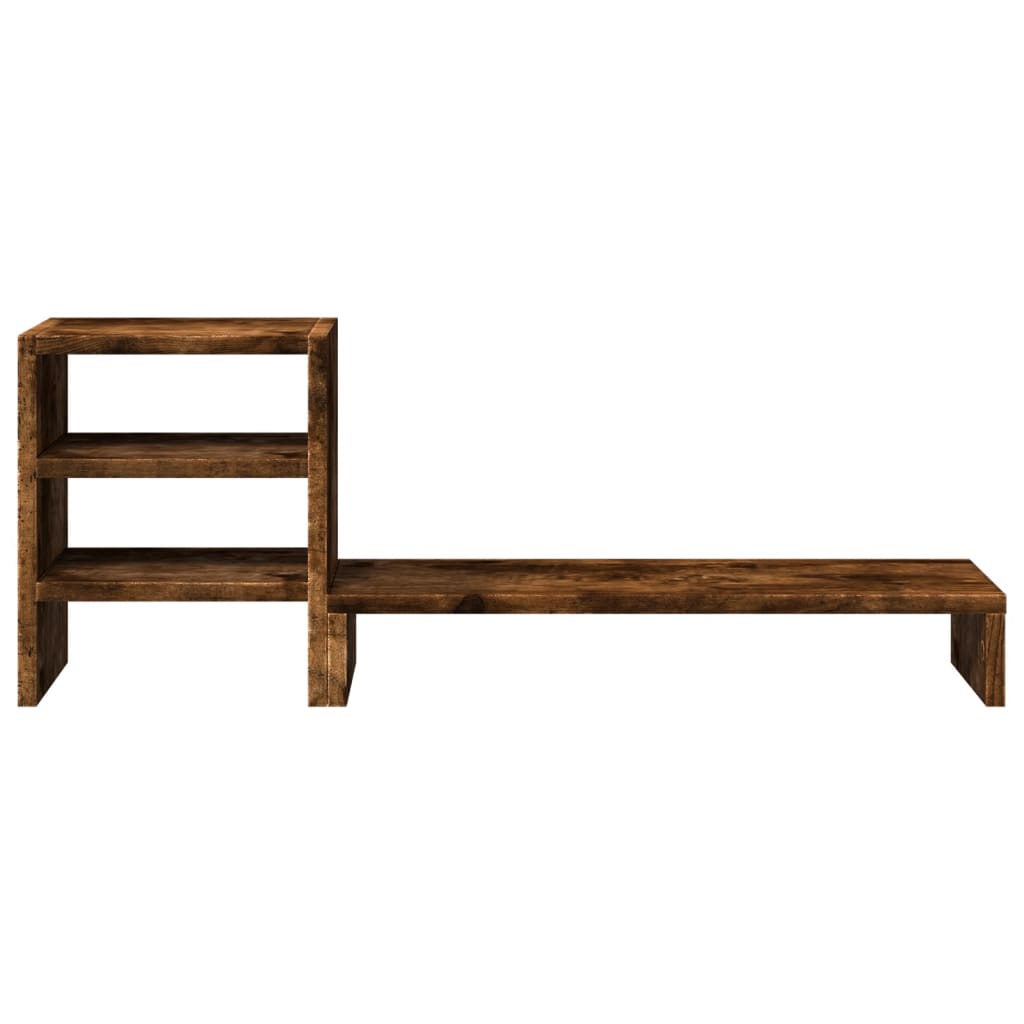 Monitor Stand with Desk Organiser Smoked Oak Engineered Wood