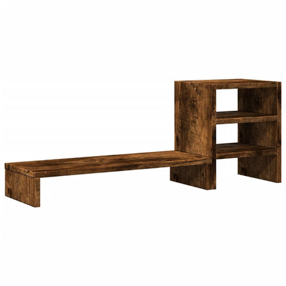 Monitor Stand with Desk Organiser Smoked Oak Engineered Wood