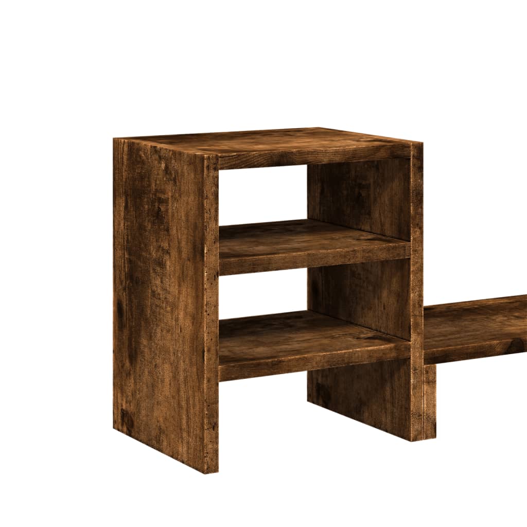 Monitor Stand with Desk Organiser Smoked Oak Engineered Wood