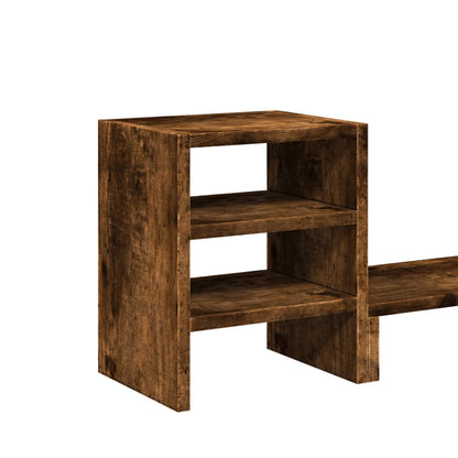 Monitor Stand with Desk Organiser Smoked Oak Engineered Wood