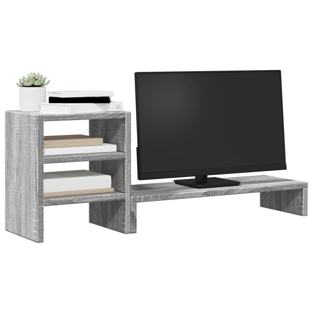 Monitor Stand with Desk Organiser Grey Sonoma Engineered Wood
