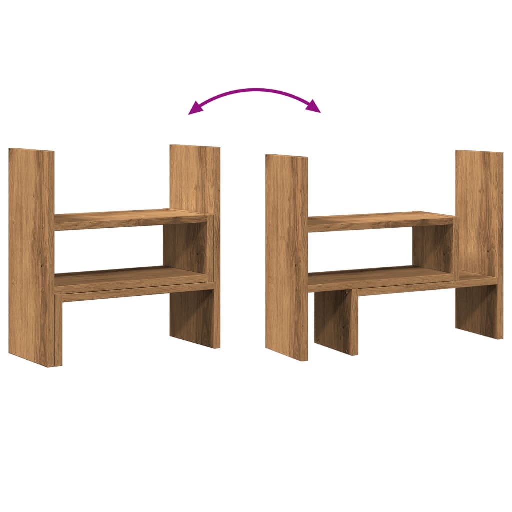 Desk Organiser Adjustable Artisian Oak 40x17x41 cm Engineered Wood