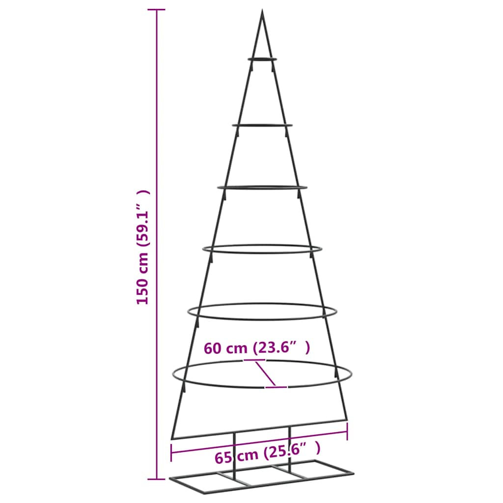 Metal Christmas Tree for Decoration Black 150 cm