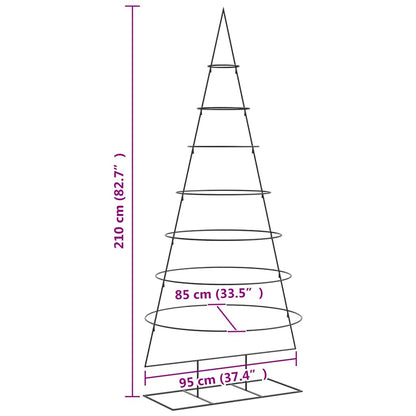 Metal Christmas Tree for Decoration Black 210 cm
