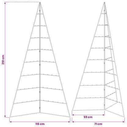 Metal Christmas Tree for Decoration Black 210 cm