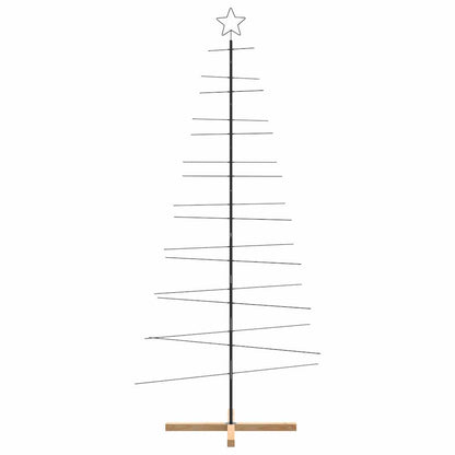 Metal Christmas Tree with Wooden Base Black 210 cm