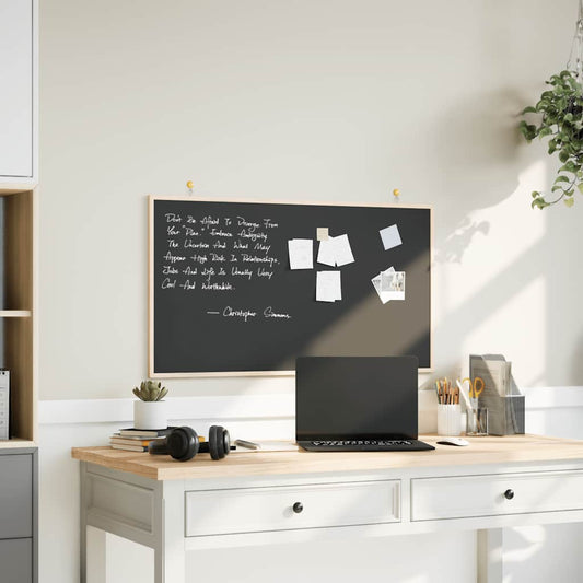 Chalkboard with Solid Pine Wood Frame Black 100x55 cm