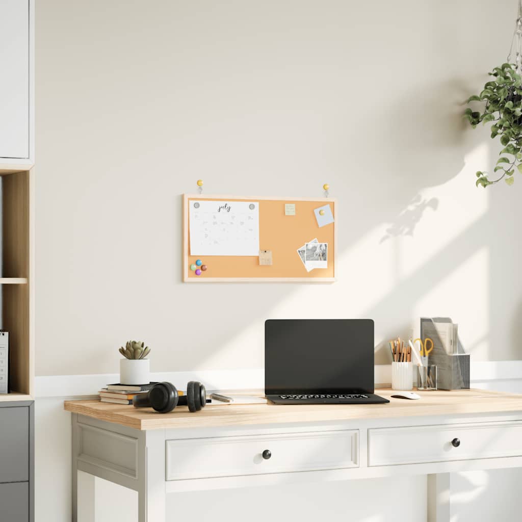 Cork Board with Solid Pine Wood Frame 60x30 cm