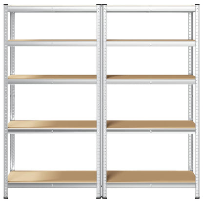 5-Layer Storage Shelves 2 pcs Silver Steel&Engineered Wood