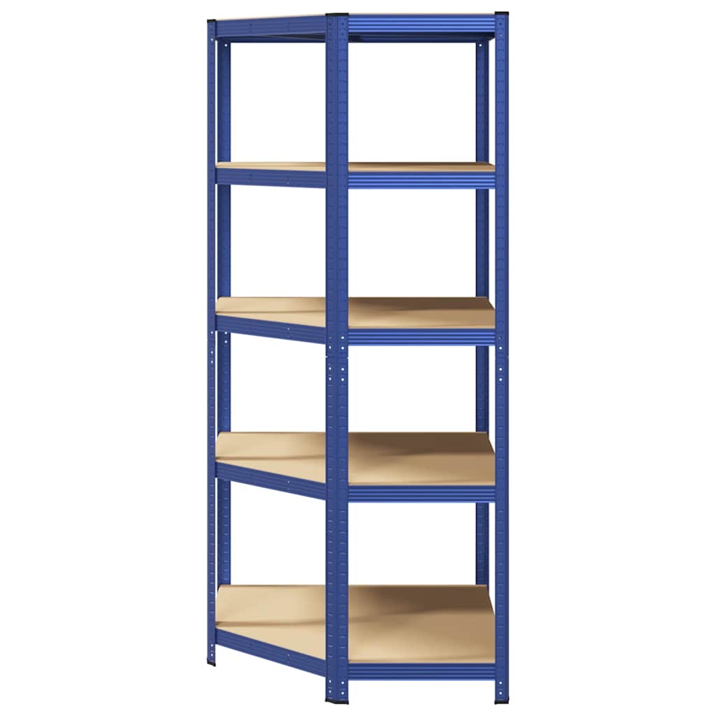5-Layer Corner Shelf Blue Steel&Engineered Wood