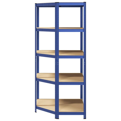 5-Layer Corner Shelf Blue Steel&Engineered Wood