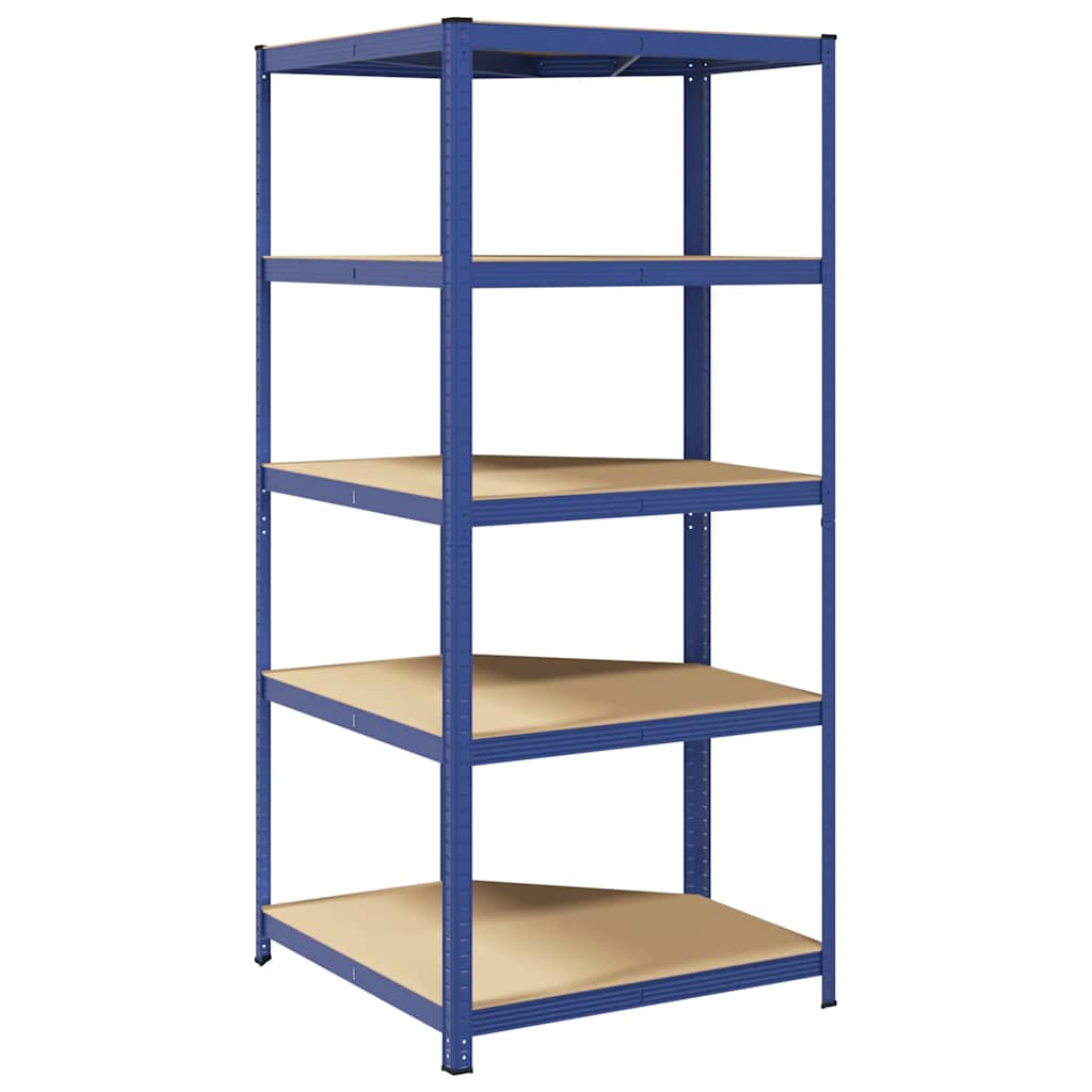 5-Layer Corner Shelf Blue Steel&Engineered Wood