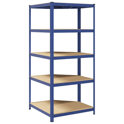 5-Layer Corner Shelf Blue Steel&Engineered Wood