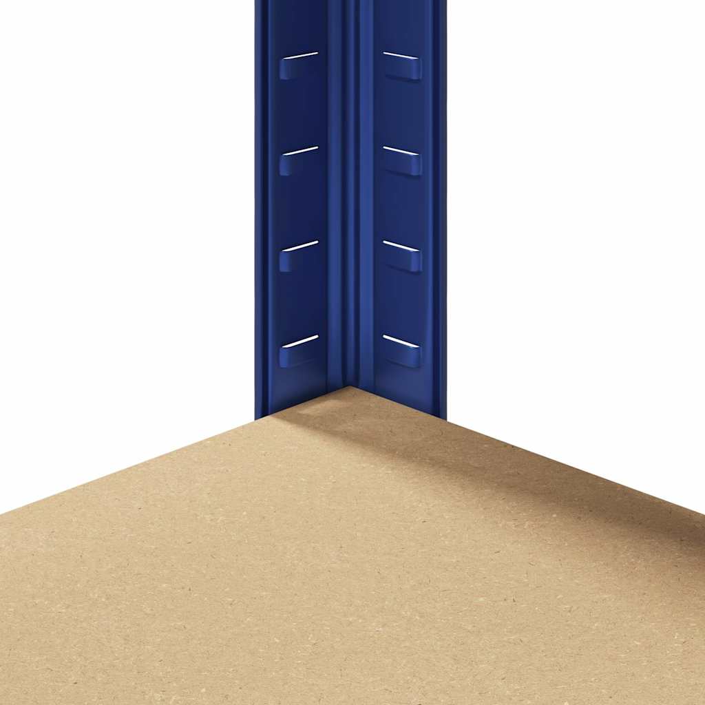 5-Layer Corner Shelf Blue Steel&Engineered Wood