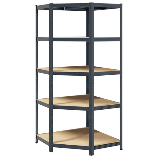 5-Layer Corner Shelf Anthracite Steel&Engineered Wood