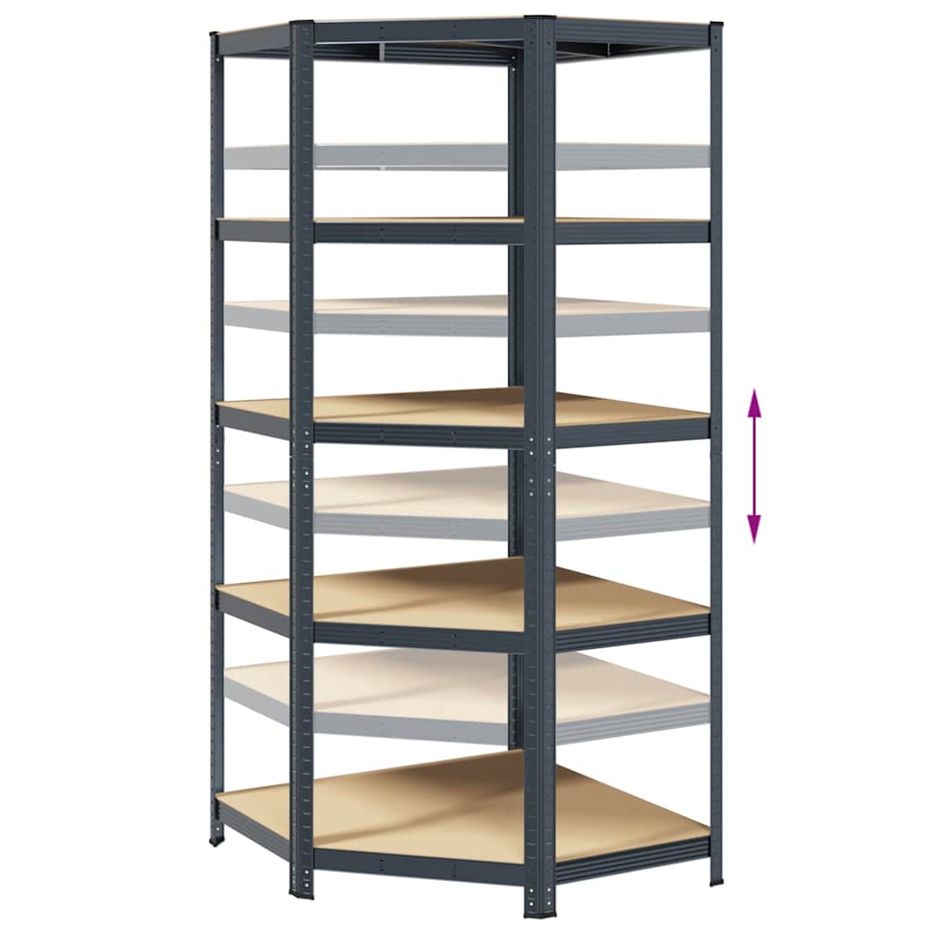 5-Layer Corner Shelf Anthracite Steel&Engineered Wood