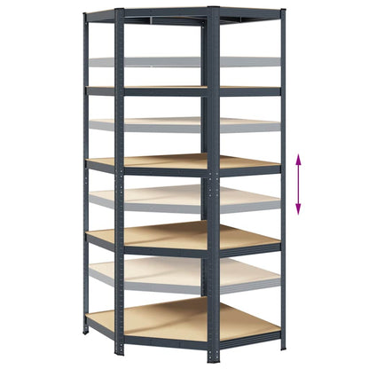 5-Layer Corner Shelf Anthracite Steel&Engineered Wood