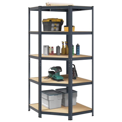 5-Layer Corner Shelf Anthracite Steel&Engineered Wood