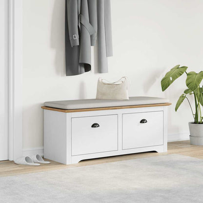 Hallway Bench "BODO" White and Brown 114x40x45 cm