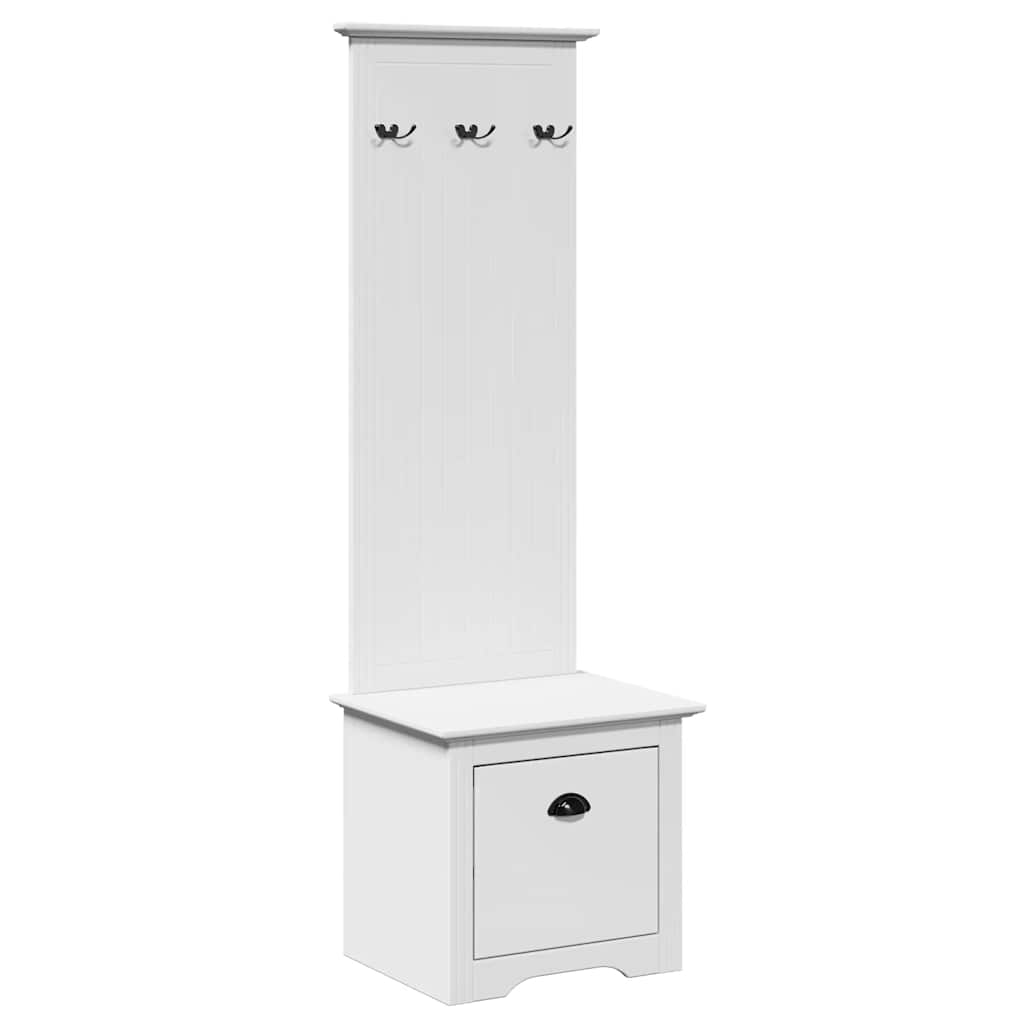 Hallway Cabinet with Hooks BODO White 50x40x157 cm