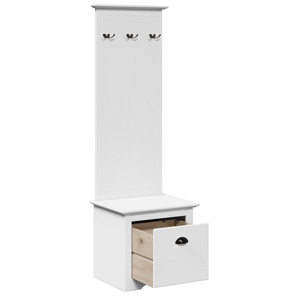 Hallway Cabinet with Hooks BODO White 50x40x157 cm
