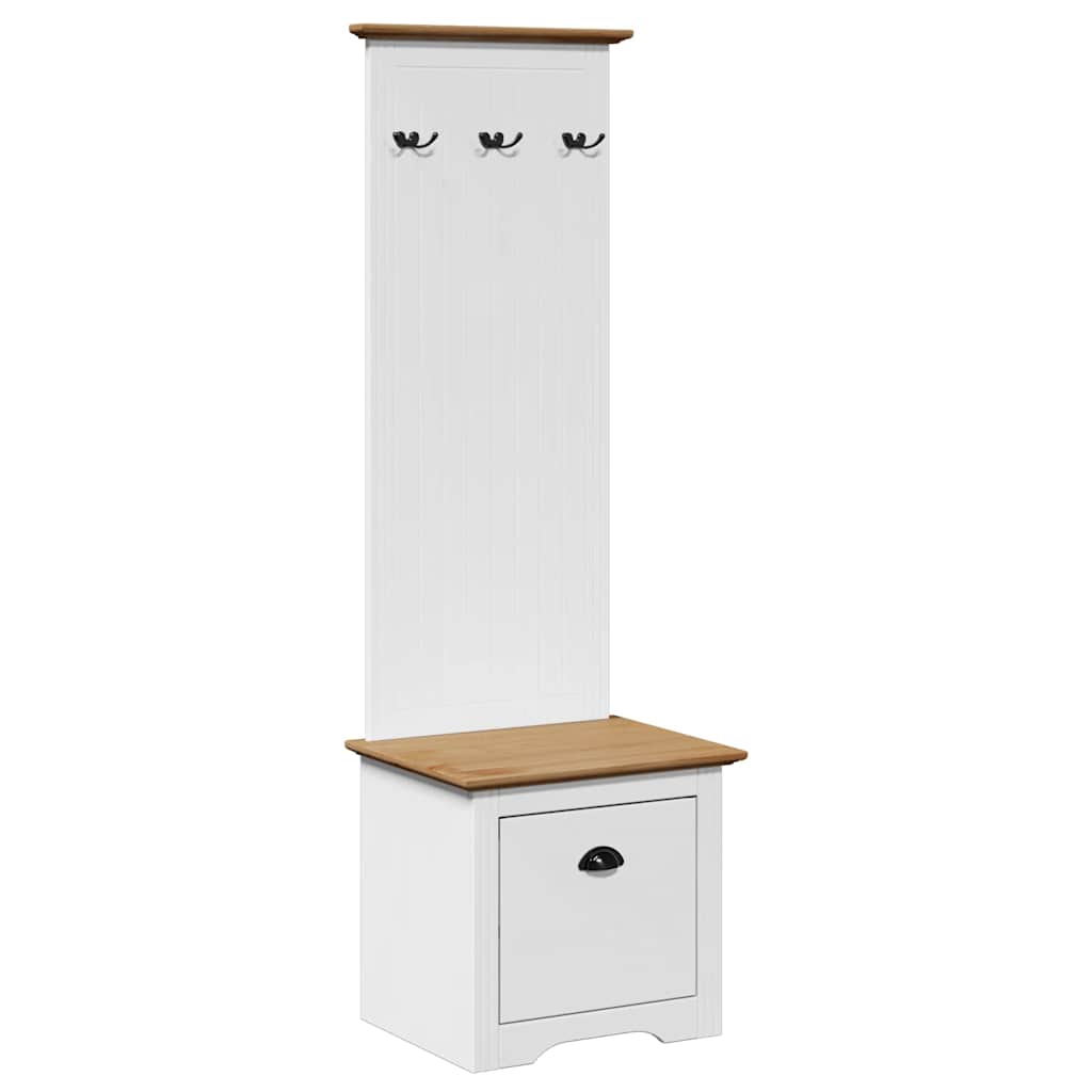 Hallway Cabinet with Hooks BODO White and Brown 50x40x157 cm