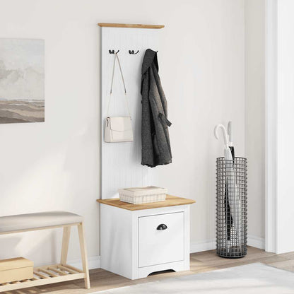 Hallway Cabinet with Hooks "BODO" White and Brown 50x40x157 cm