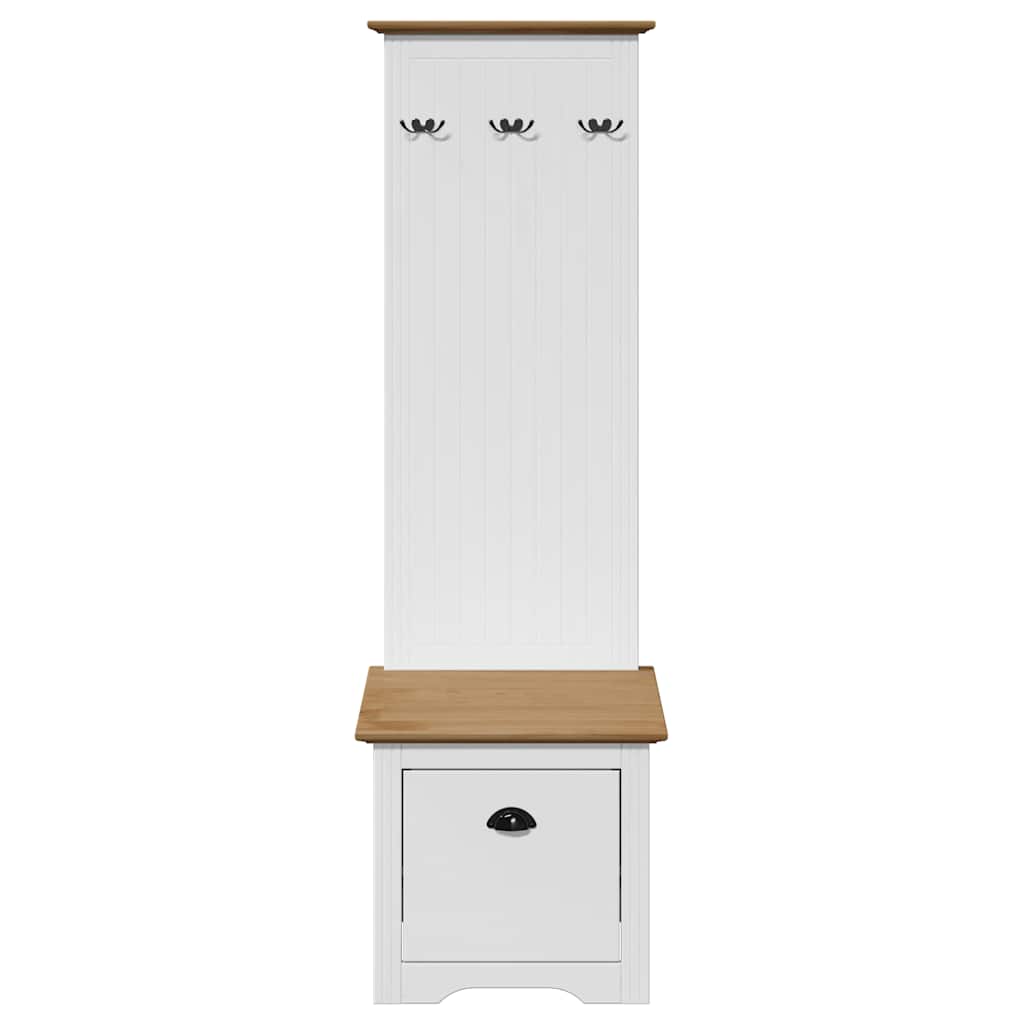 Hallway Cabinet with Hooks "BODO" White and Brown 50x40x157 cm