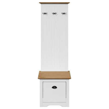 Hallway Cabinet with Hooks "BODO" White and Brown 50x40x157 cm