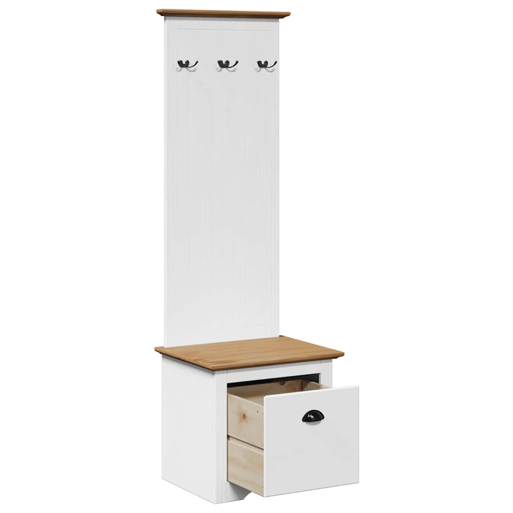 Hallway Cabinet with Hooks "BODO" White and Brown 50x40x157 cm