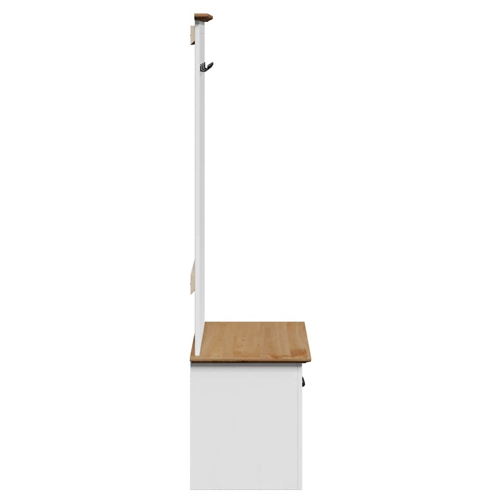 Hallway Cabinet with Hooks "BODO" White and Brown 50x40x157 cm