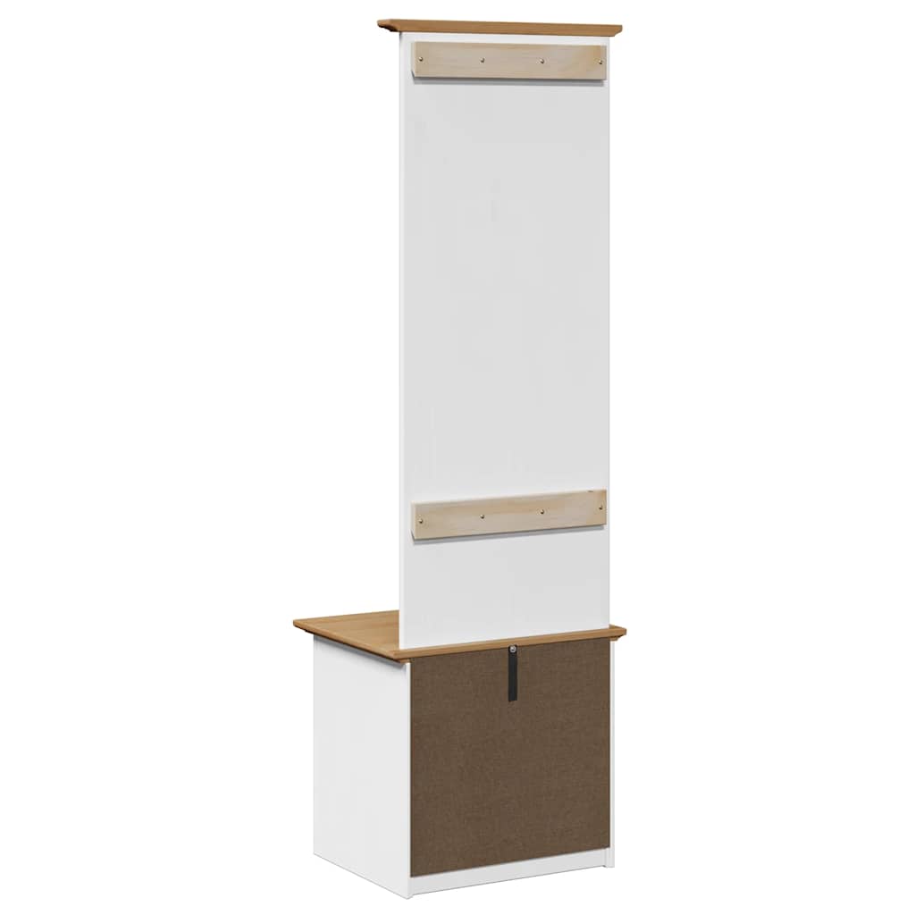 Hallway Cabinet with Hooks BODO White and Brown 50x40x157 cm