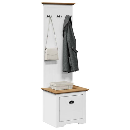 Hallway Cabinet with Hooks "BODO" White and Brown 50x40x157 cm