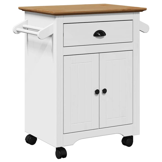Kitchen Trolley "BODO" White and Brown 72x45x80 cm