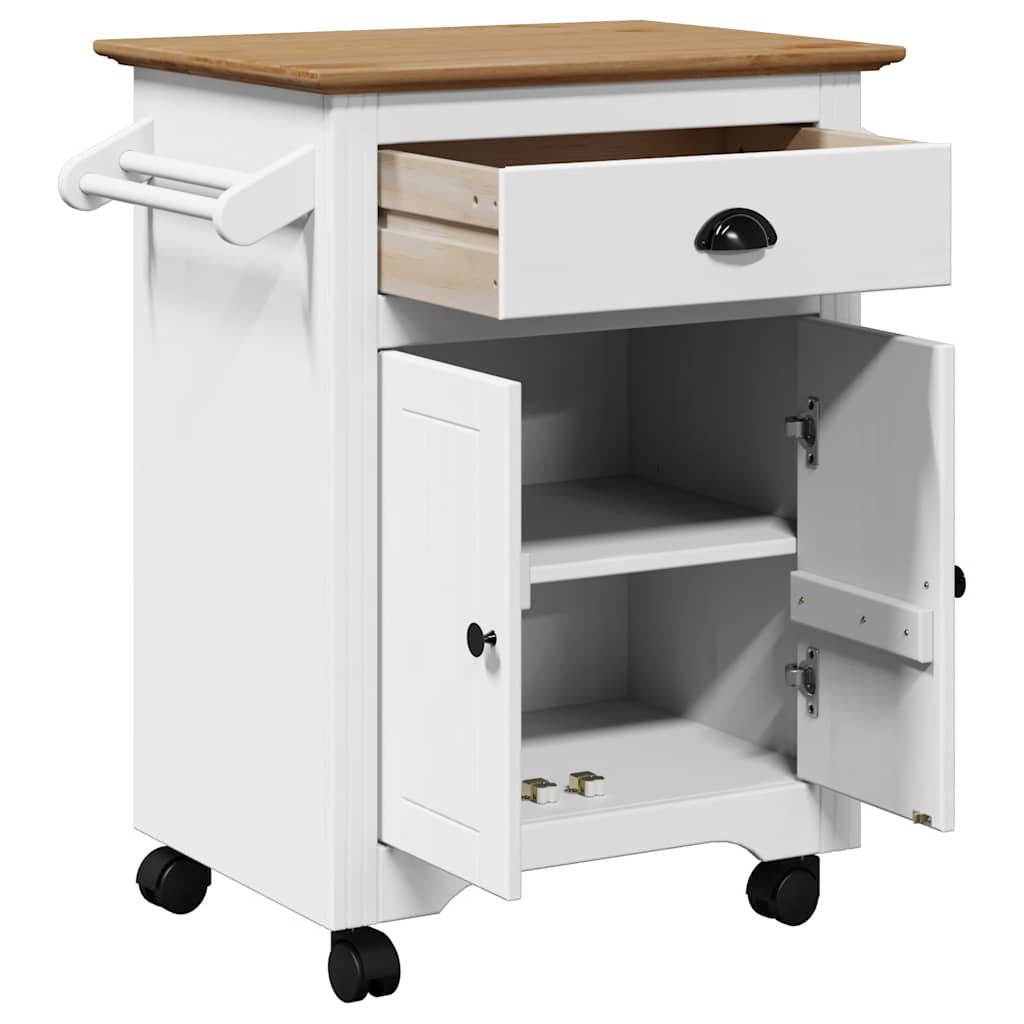 Kitchen Trolley BODO White and Brown 72x45x80 cm