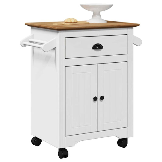 Kitchen Trolley "BODO" White and Brown 72x45x80 cm