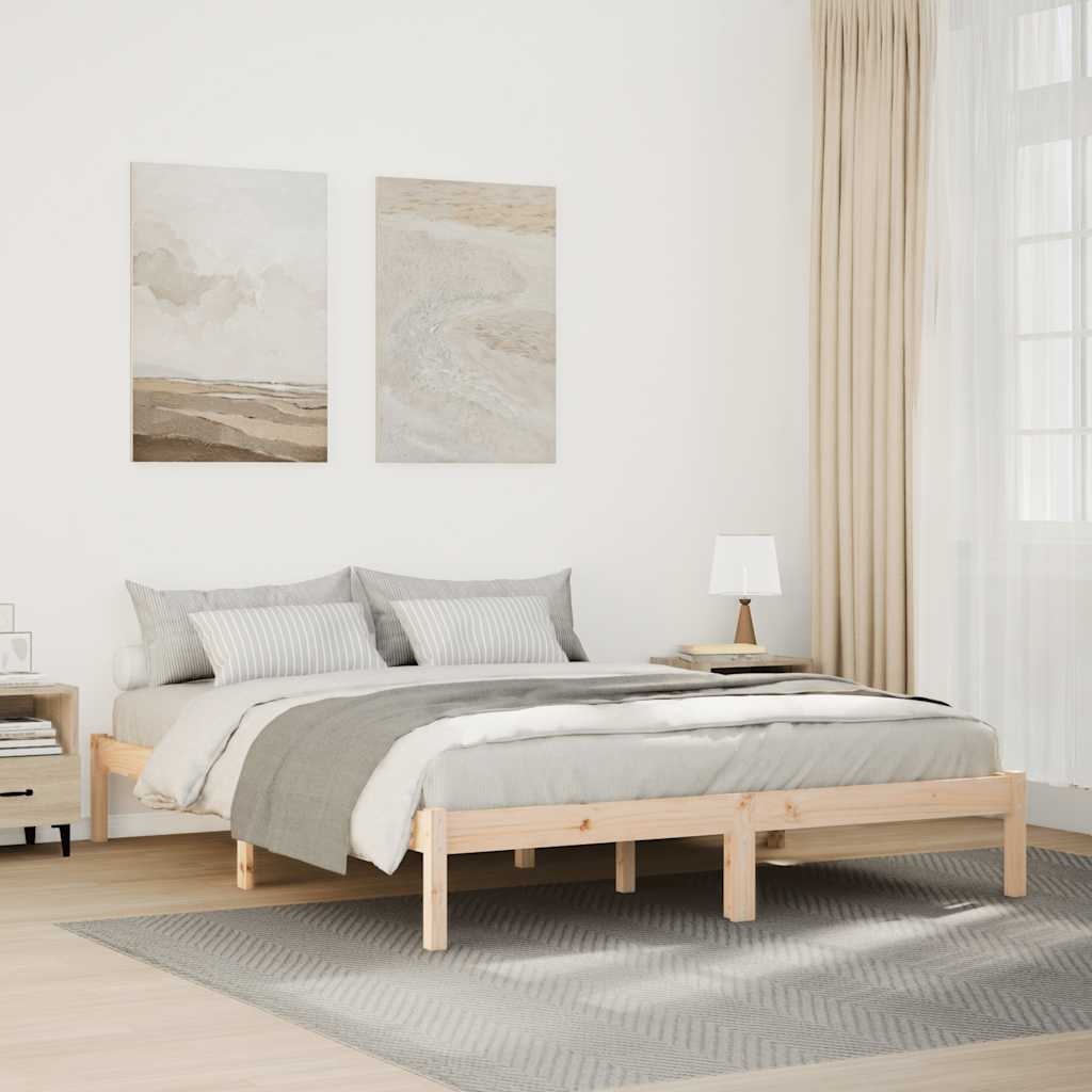 Extra Long Bed Frame without Mattress 140x210cm Solid Wood Pine
