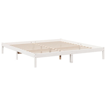 Extra Long Bed Frame without Mattress White 180x210 cm Solid Wood Pine