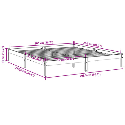 Extra Long Bed Frame without Mattress 200x210 cm Solid Wood Pine