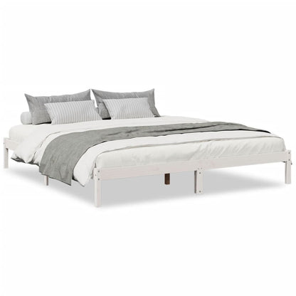 Extra Long Bed Frame without Mattress White 200x210 cm Solid Wood Pine