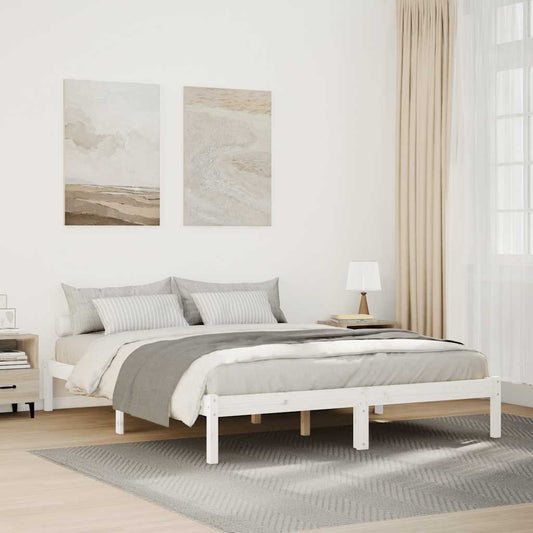 Extra Long Bed Frame without Mattress White 160x220 cm