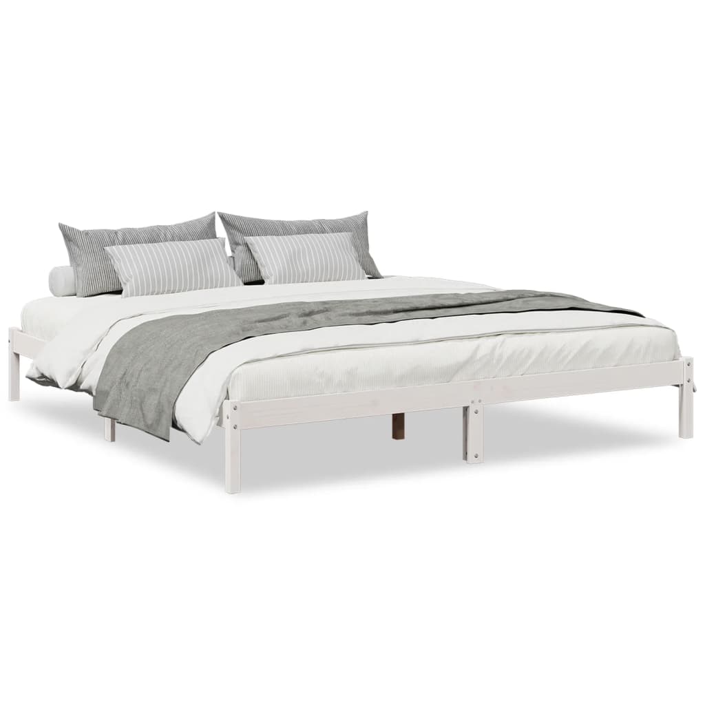 Extra Long Bed Frame without Mattress White 180x220 cm Solid Wood Pine