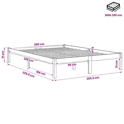 Extra Long Bed Frame without Mattress White 200x220 cm