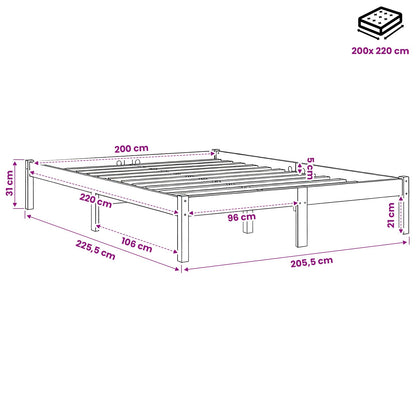 Extra Long Bed Frame without Mattress White 200x220 cm