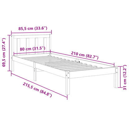 Bed Frame | Natural Wood | Solid Pinewood | Extra Long | Bed Frame